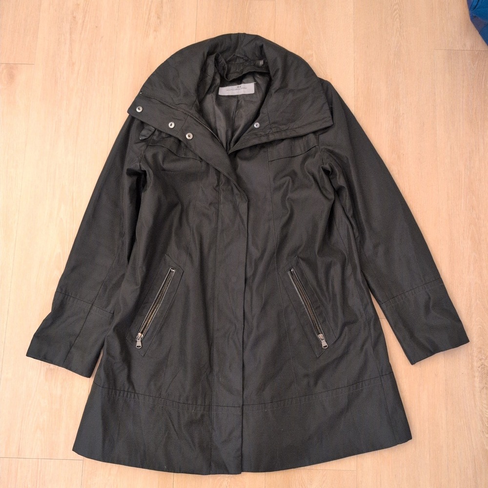 Marc New York Andrew Marc Black Funnel Neck Trench Coat Womens Zip Front Jacket